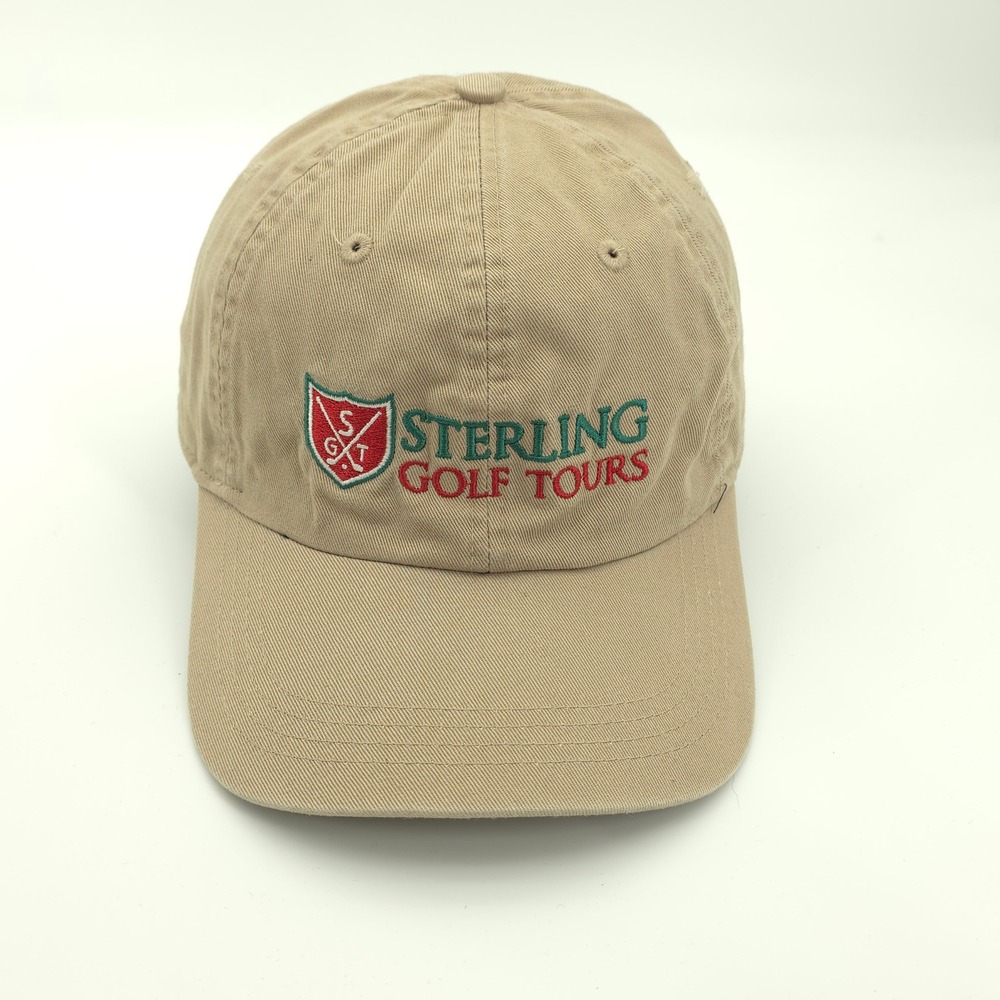 Sterling Golf Tours Hat Cap Mens Adjustable Strap Back Tan Golfing Country Club